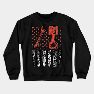 American Flag Mechanic Piston And Wrench Graphic USA Vintage Crewneck Sweatshirt